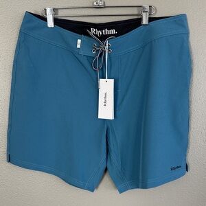 Rhythm. Teal Men's Swim Board Shorts